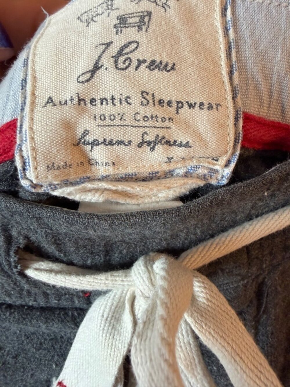 J. Crew Mens Gray Flannel Pajama Pants With Embroidered Dogs In Santa Hats Size - Picture 4 of 6